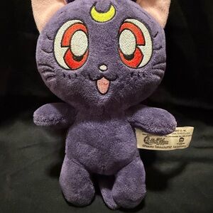 Purple Crescent Moon Cat Plush Stuffed Animal - Sailor Moon Style